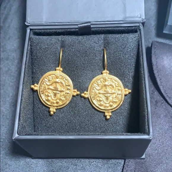 Julie Vos Jewelry - SOLD Designer Julie Vos Dangle Coin 24k Gold